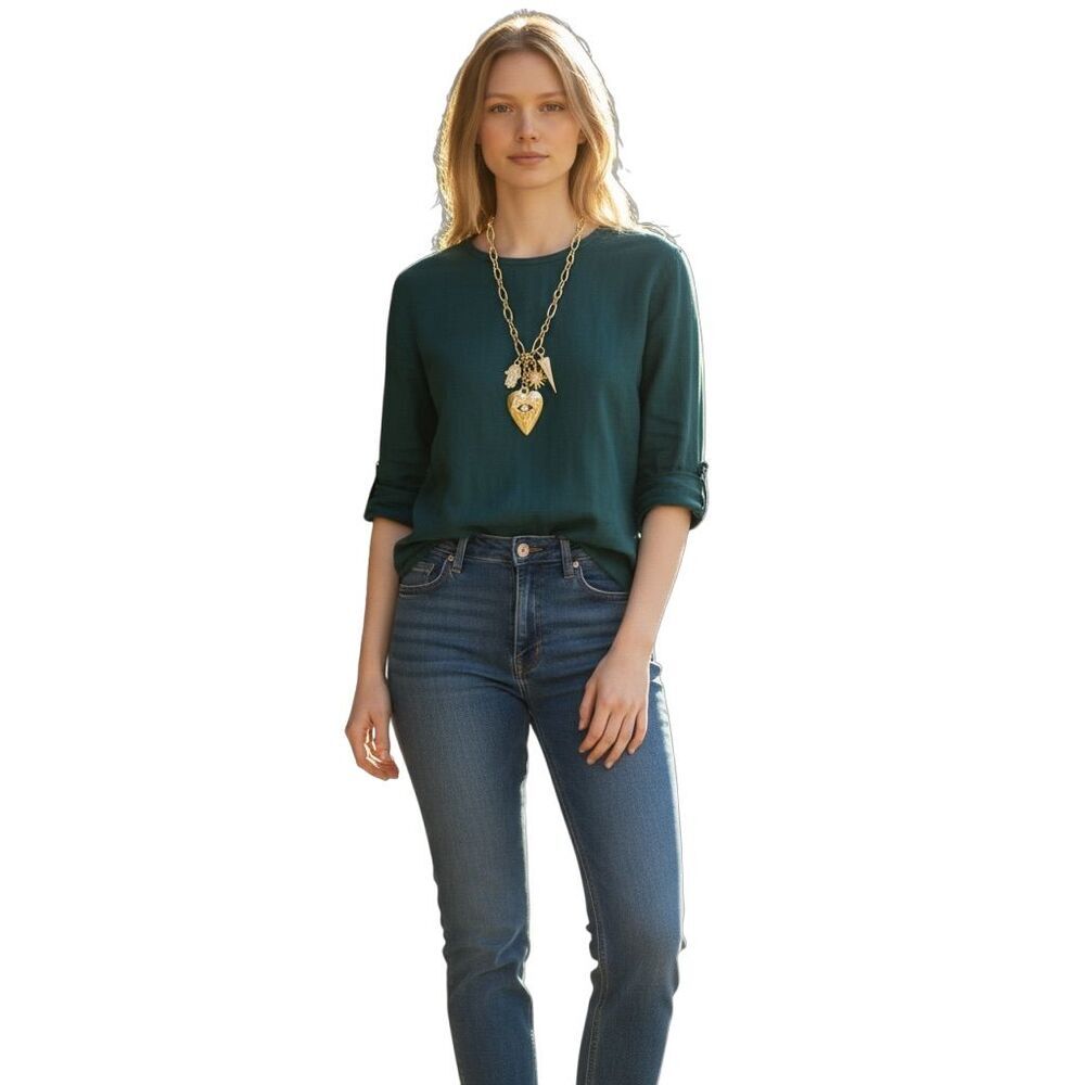Rachel Roy Gold Charm Necklace Heart Eye Sunburst Geometric 18" + 3” extender - Picture 2 of 4